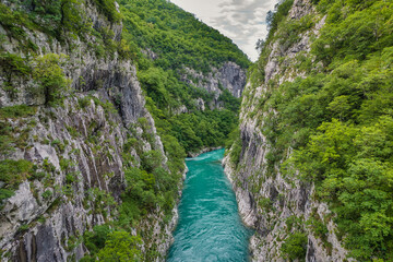 Amazing colors of Tara river canyon in Montenegro - obrazy, fototapety, plakaty