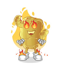 Ginger on fire mascot. cartoon vector