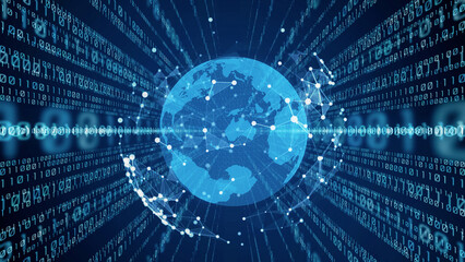 Global communication network concept. Digital transformation. DX.