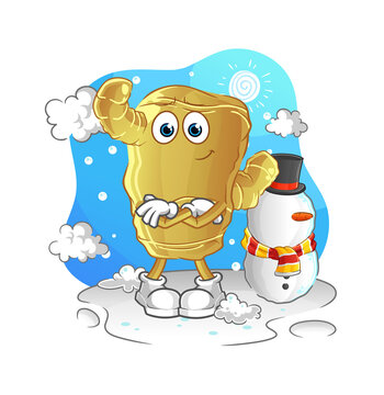 Ginger in cold winter character. cartoon mascot vector