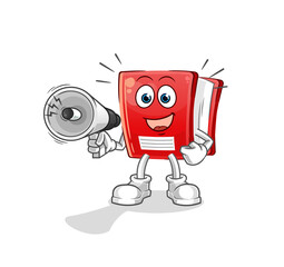 book holding hand loudspeakers vector. cartoon character