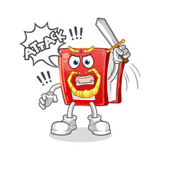 book knights attack with sword. cartoon mascot vector