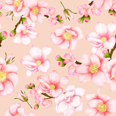 Fototapeta premium beautiful seamless pattern cherry blossom flower