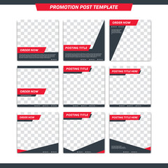Modern grey and red instagram square size posting template and suitable for internet ads