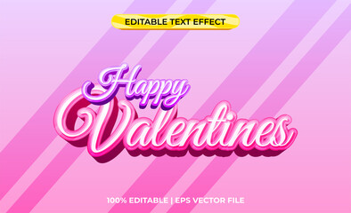 Happy valentine 3d text effect with lovely and romance theme. typography template fo valentine event