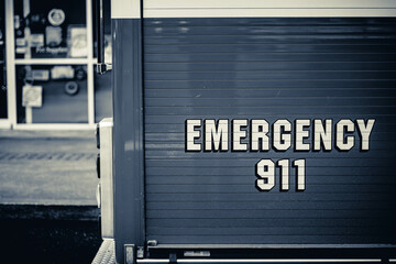 Emergency 911 on a fire truck 