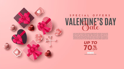 Valentine's day 3D product presentation for banner, advertising, and business. vector illustration - obrazy, fototapety, plakaty