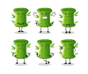bamboo angry group character. cartoon mascot vector