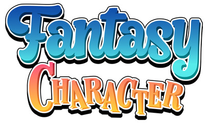 Fantasy Characters text word in cartoon style