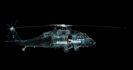 Fototapeta na wymiar Helicopter Hologram. Military and Technology Concept