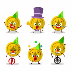 Fotobehang Cartoon character of gold coin with various circus shows © kongvector