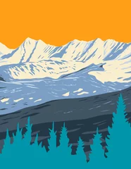 Foto op Canvas WPA Poster Art of Vail Mountain ski area located in Vail, Colorado, United States USA done in works project administration style or federal art project style. © patrimonio designs