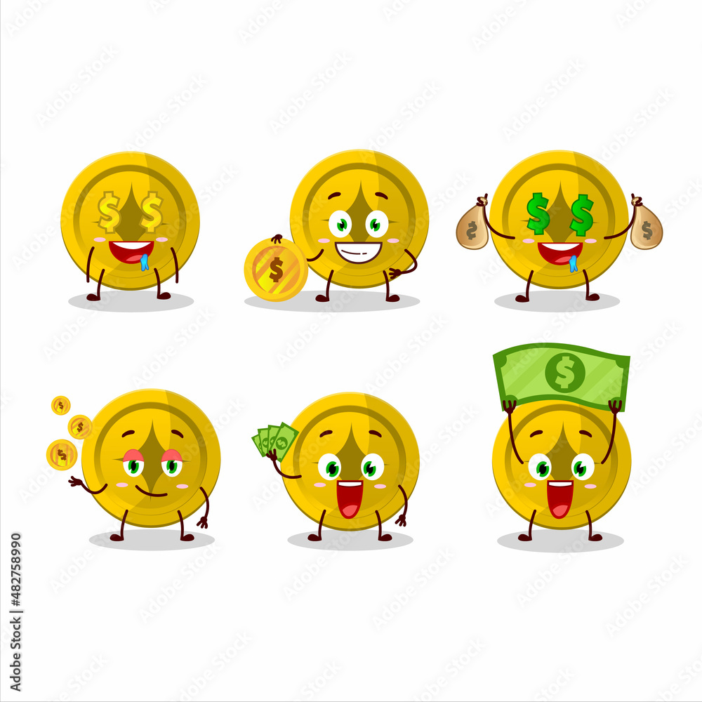 Canvas Prints Gold coin cartoon character with cute emoticon bring money