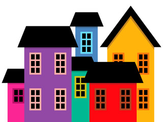 Colorful buildings in a residential area