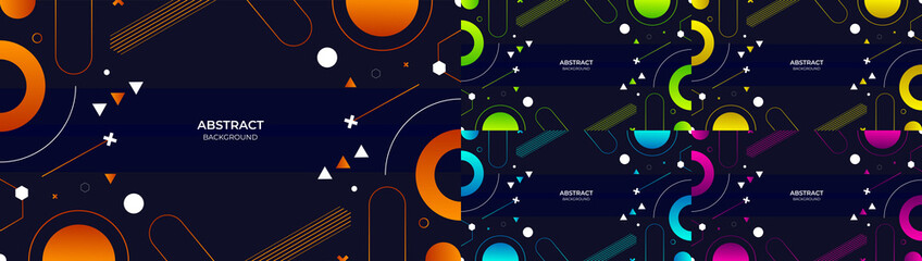 Geometric abstract modern object colorful gradient orange, green, yellow, blue and purple background. Vector illustration