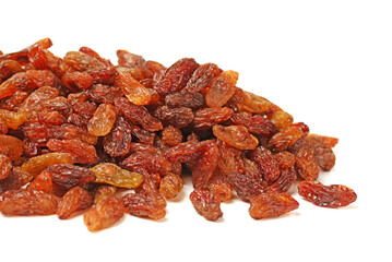 raisins on a white background 