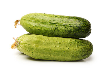 Green cucumber on the white background