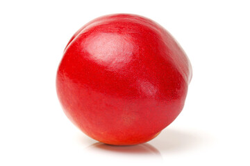 ripe peach on white background