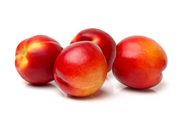 ripe peach on white background