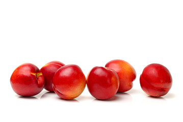 ripe peach on white background