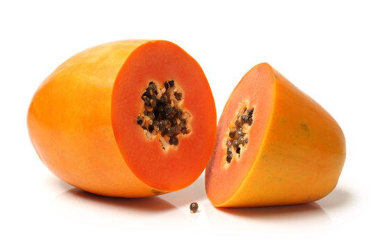 Papaya fruit sliced isolated on a white background