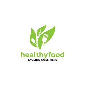 Healthy Nature food logo designs concept vector, Vegetarian food symbol Creative logo.