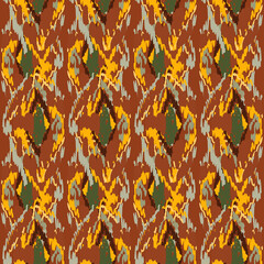 Seamless abstract ethnic pattern, ikat traditional style. Hand drawn. Tribal, folklore print, vector