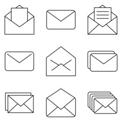 Mail and envelope pictogram icons for postage