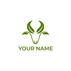 leaf bull head  logo design