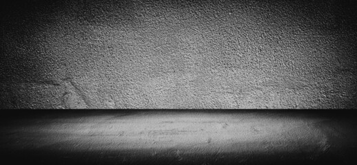 dark black empty room cement concrete floor and wall abstract texture background
