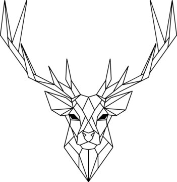 Vector illustration of an animal head polygonal triangle. Geometric outline origami style