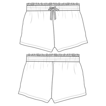 shorts fashion sketch front and back view clip art preview