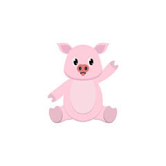 Obraz na płótnie Canvas Pig baby cute animal flat illustration vector