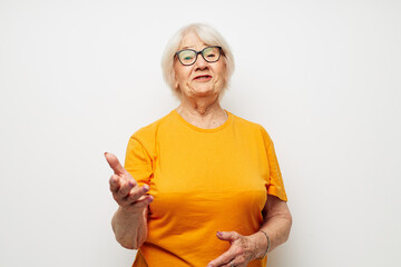 elderly woman vision problems with glasses close-up