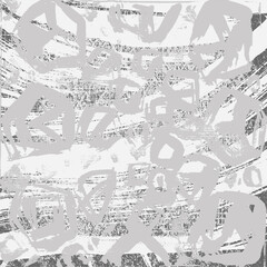 Grunge background is grey. Abstract scratched texture. Vector graffiti