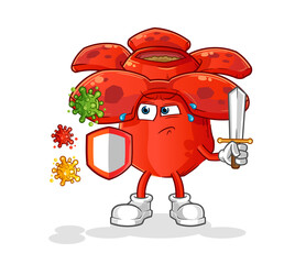 Rafflesia arnoldii against viruses cartoon. cartoon mascot vector