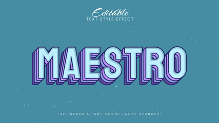Maestro vintage retro 3d text style effect. Editable illustrator text style.