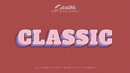Classic vintage retro 3d text style effect. Editable illustrator text style.