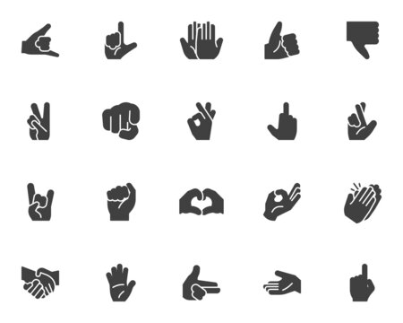 Hand gestures vector icons set