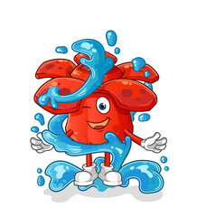 Rafflesia arnoldii fresh with water mascot. cartoon vector