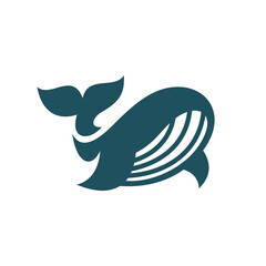 Simple whale silhouette logo design. Humpback whale vector icon