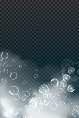 Set of realistic colorful soap bubbles to create a design. Transparent realistic soap bubbles isolated on transparent background