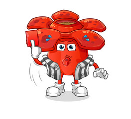 Rafflesia arnoldii referee with red card illustration. character vector