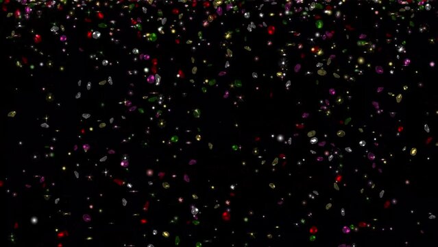Falling colorful diamonds motion graphics with night background