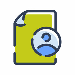 personal document file paper page account user single isolated icon with dash or dashed line style
