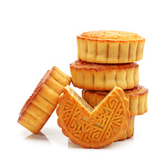 Mid-Autumn Festival moon cake on white background