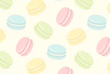 Fotobehang seamless pattern with French macarons for banners, cards, flyers, social media wallpapers, etc. © mar_mite_