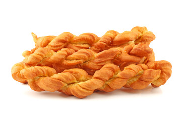 Chinese fried dough twist on white background