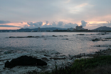 Obraz premium 千葉県外房の海岸から見た夕焼け
