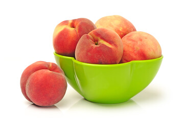 ripe peach on white background 
